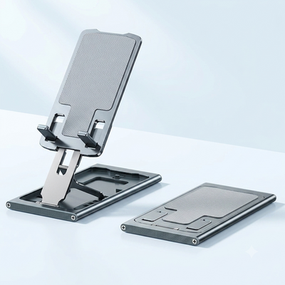 Support Téléphone Bureau Aluminium — Réglable & Pliable